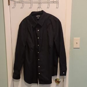 Lands' End Classic Black Button-Down Shirt